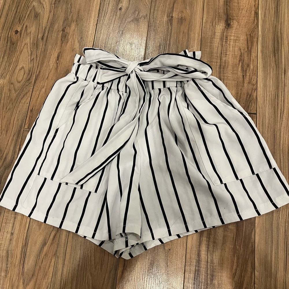 Striped Black and White Women's Shorts